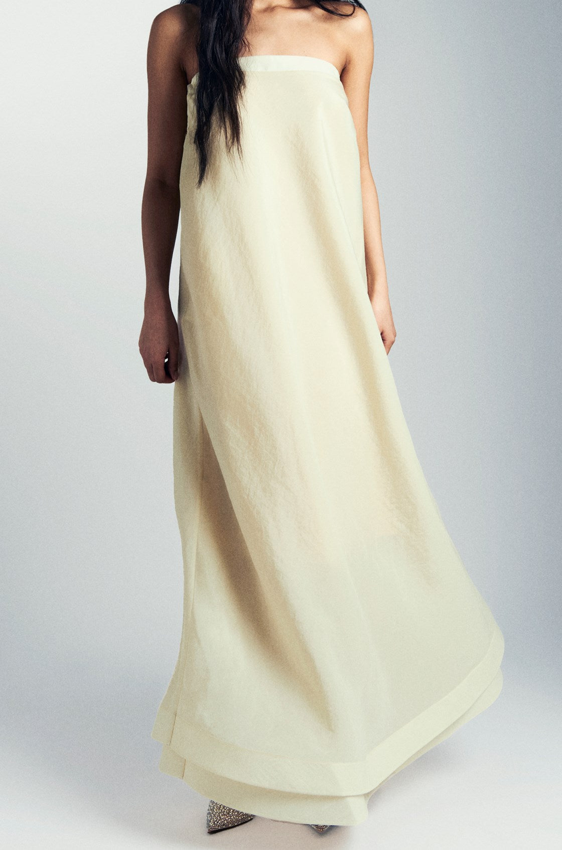 Bonnie Straplez Bej Maxi Elbise
