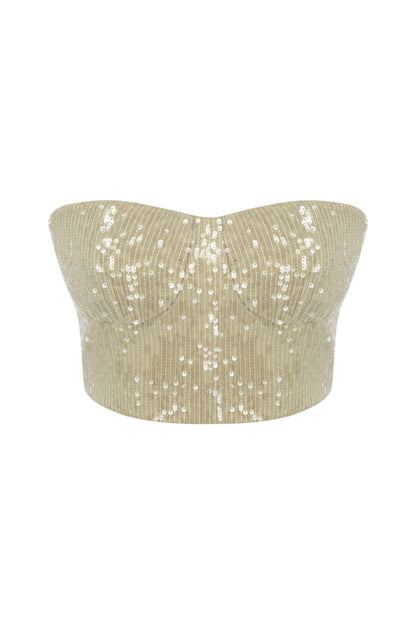 Alice Payetli Straplez Bej Crop