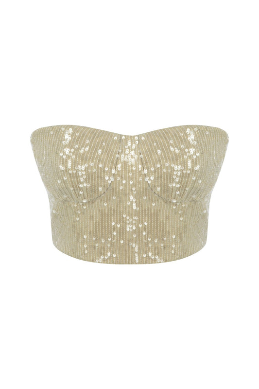 Alice Payetli Straplez Bej Crop