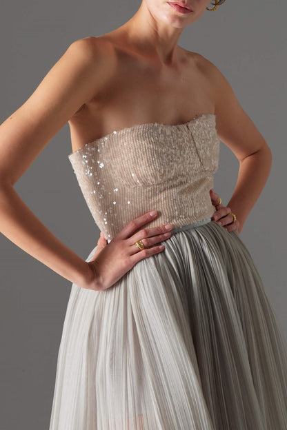 Alice Payetli Straplez Bej Crop