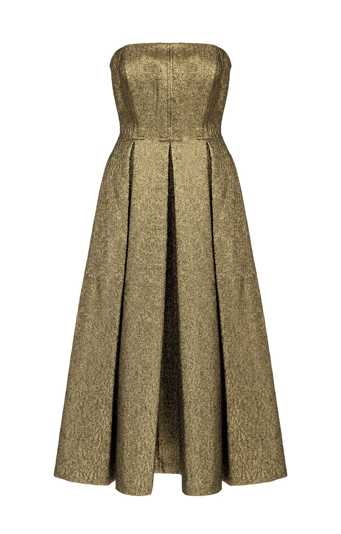 Astral Simli Straplez Midi Gold Elbise
