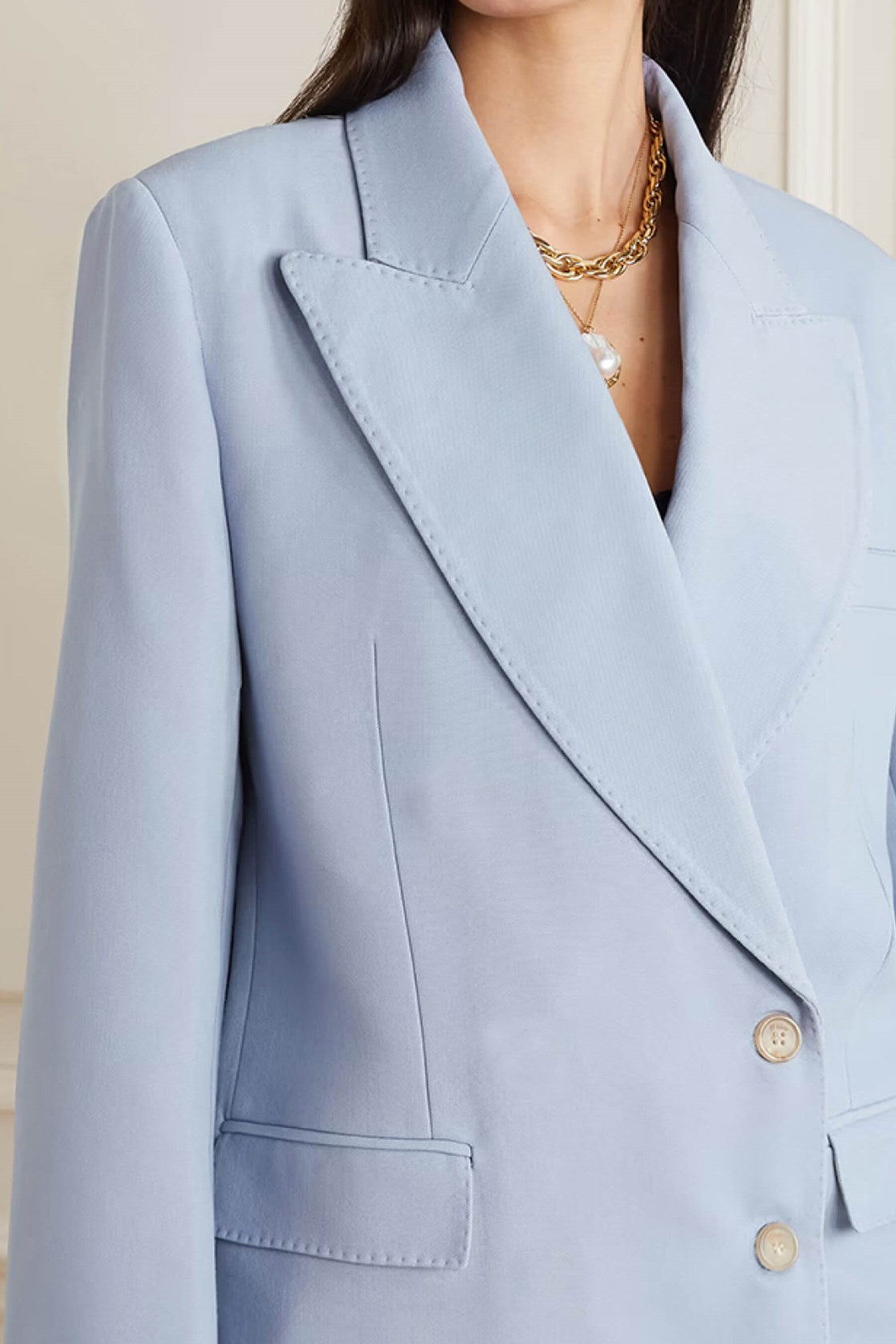 Balton Mavi Oversize Ceket Pantolon Takım