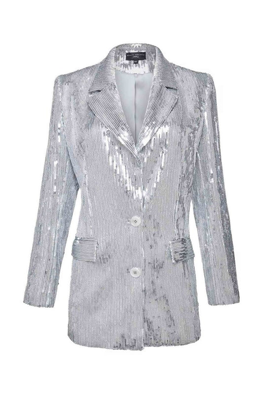 Bella Payetli Gümüş Blazer Ceket