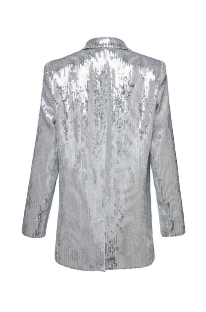 Bella Payetli Gümüş Blazer Ceket