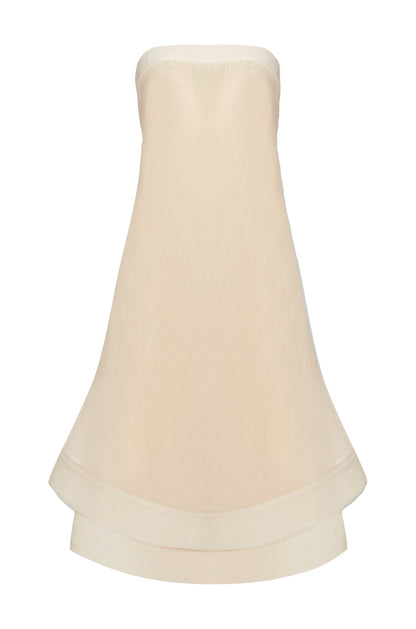 Bonnie Straplez Bej Maxi Elbise