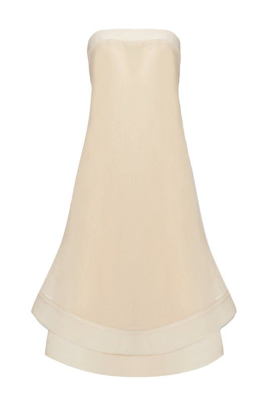 Bonnie Straplez Bej Maxi Elbise