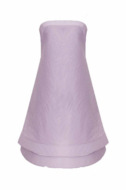 Bonnie Volanlı Straplez Lila Mini Elbise