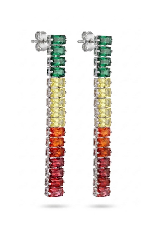 Rainbow Çok Renkli Taşlı Sallantılı Küpe