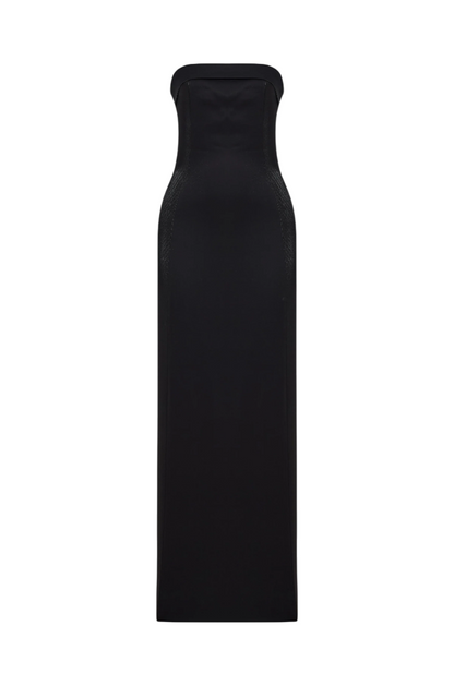 Darcy Straplez Siyah Midi Elbise