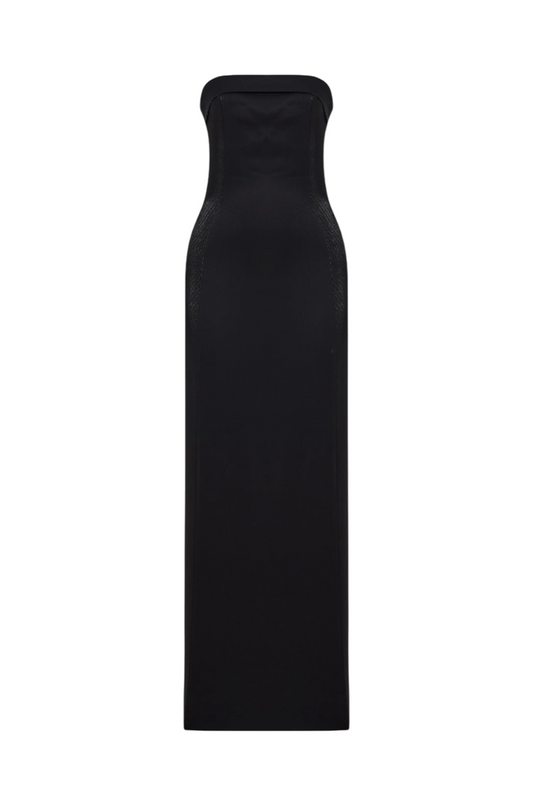 Darcy Straplez Siyah Midi Elbise
