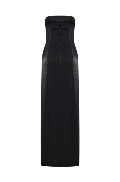 Darcy Straplez Siyah Midi Elbise