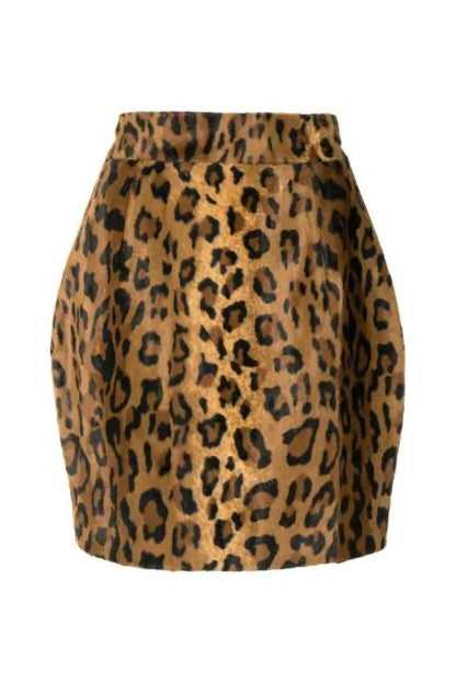 Eiko Leopar Desenli Süet Mini Etek