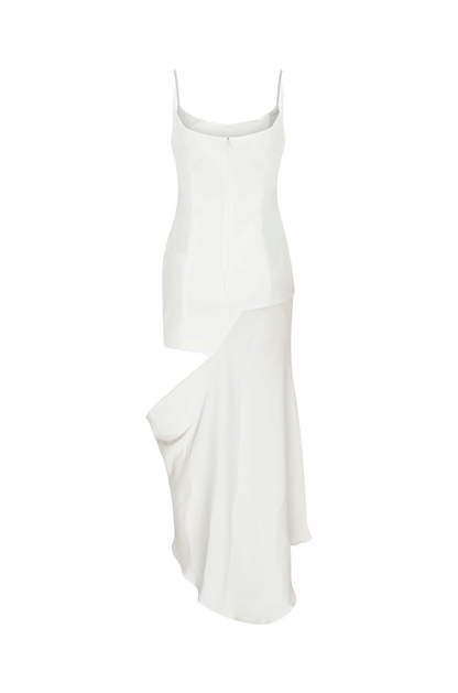 Garcia Cut-Out Detaylı Asimetrik Beyaz Midi Elbise