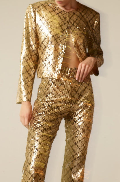 Gigi Payetli Gold Pantolon