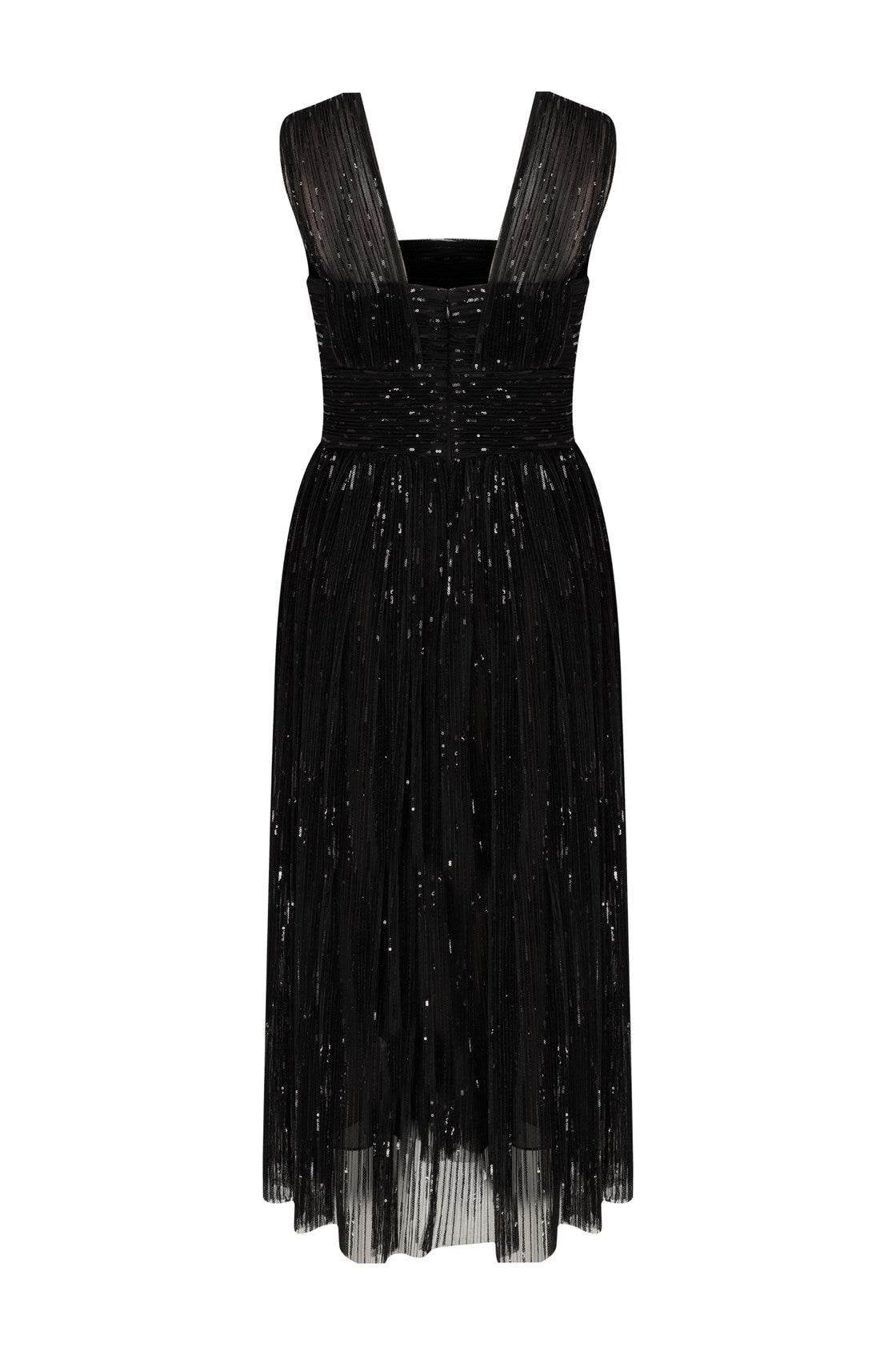 Glitty Küçük Payetli Midi Tül Detaylı Elbise