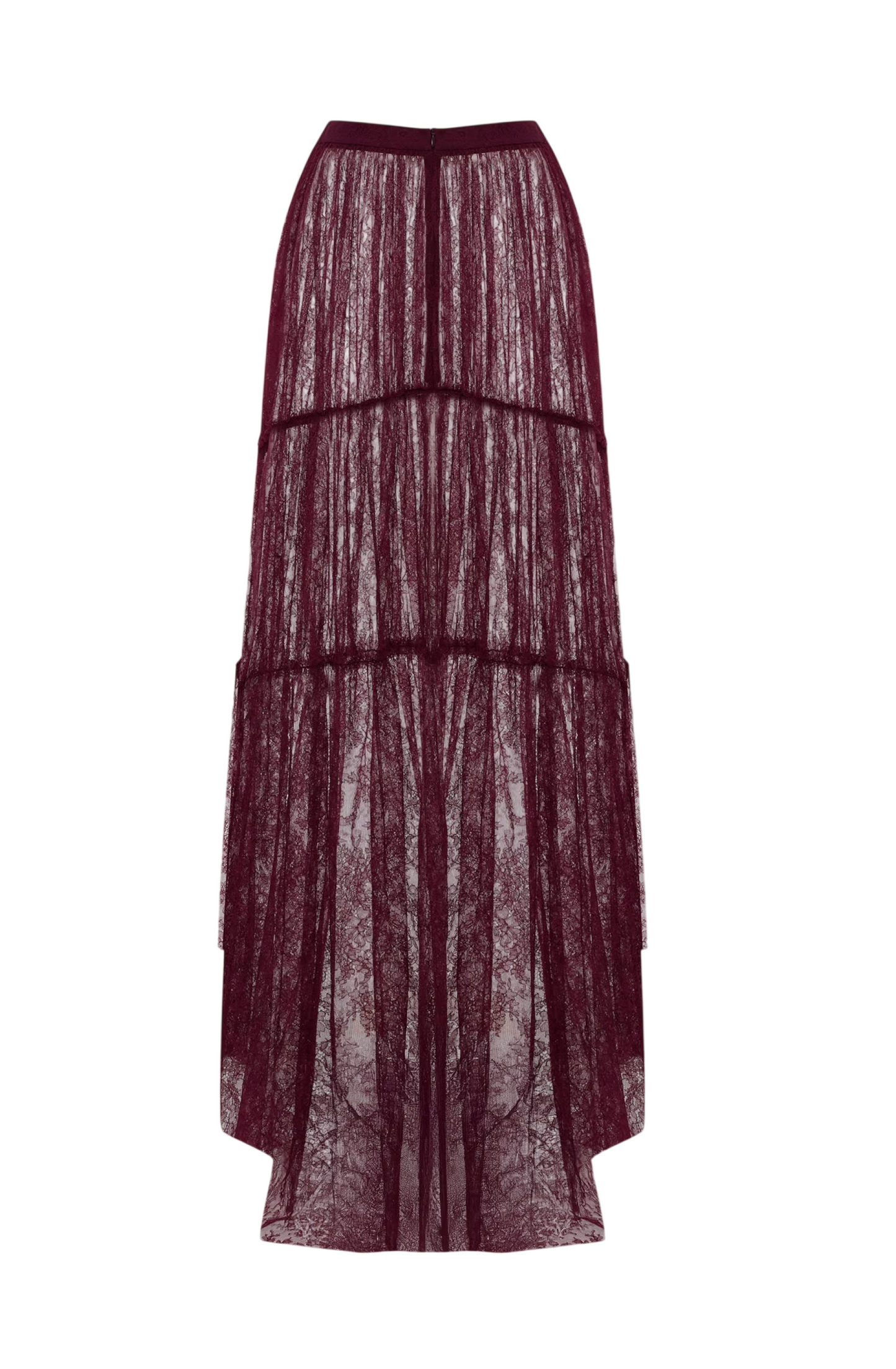 Inez Dantelli Transparan Bordo Maxi Etek