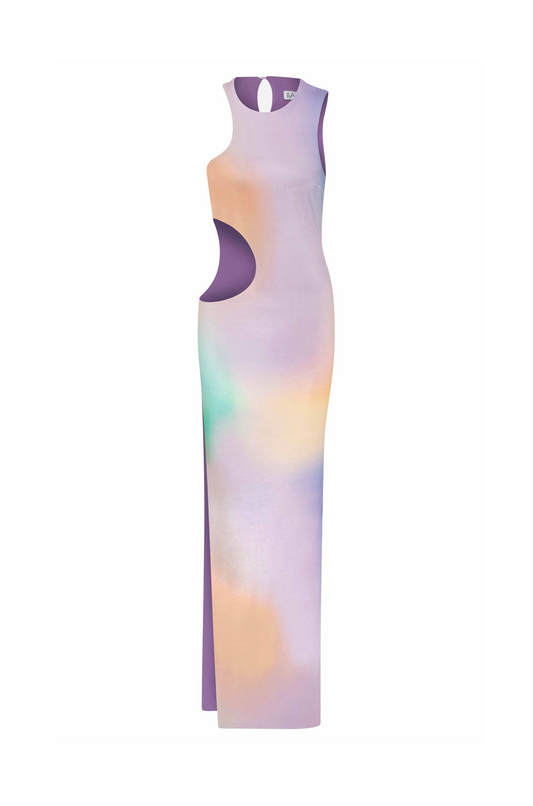 Keya Cut-Out Detaylı Çok Renkli Uzun Elbise