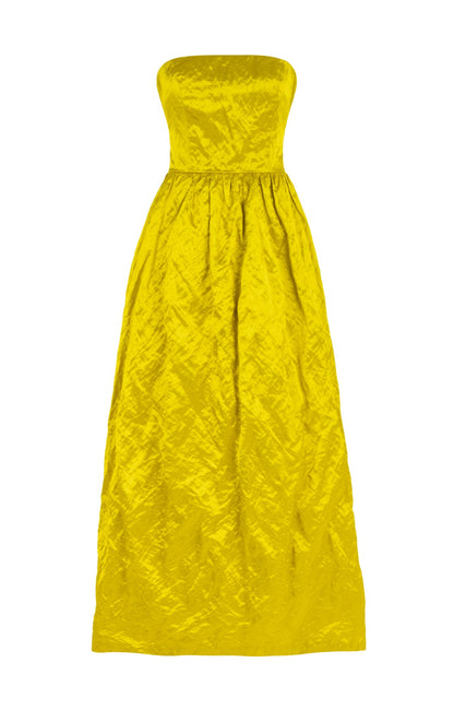 Label Straplez Sarı Elbise