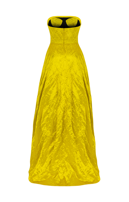 Label Straplez Sarı Elbise