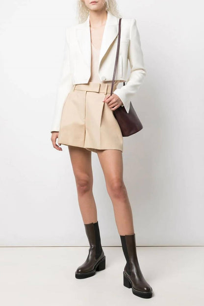 Lucille Beyaz Crop Blazer Ceket