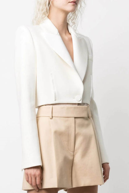 Lucille Beyaz Crop Blazer Ceket