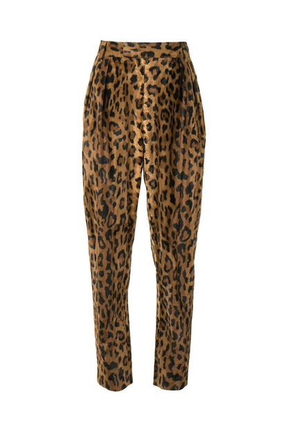 Magdeline Leopar Desenli Süet Dokulu Pantolon