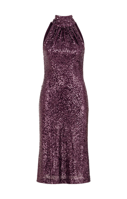Mysa Halter Yaka Payetli Midi Elbise