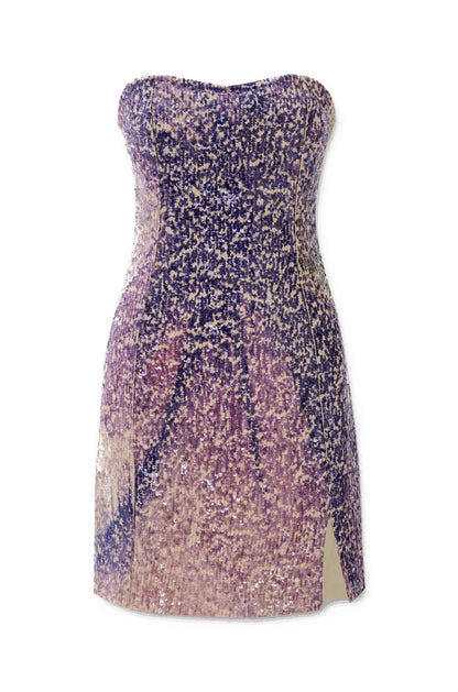 Nataline Straplez Payetli Mini Elbise