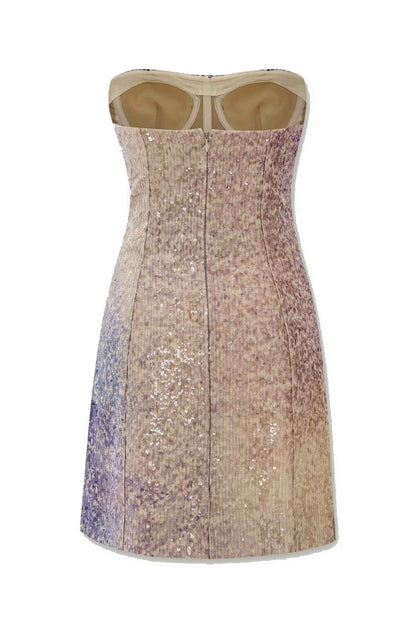 Nataline Straplez Payetli Mini Elbise
